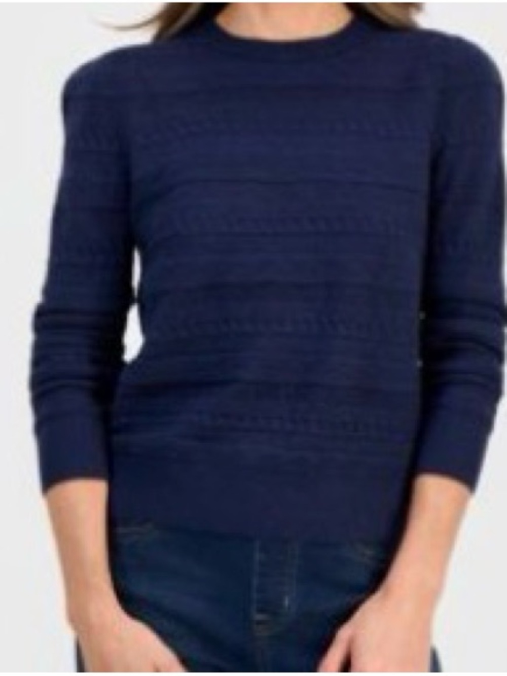 NWT Petite Pointelle Crewneck Sweater, Macy's Exclusive in Industrial Blue